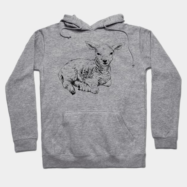 Lamb print Hoodie by rachelsfinelines